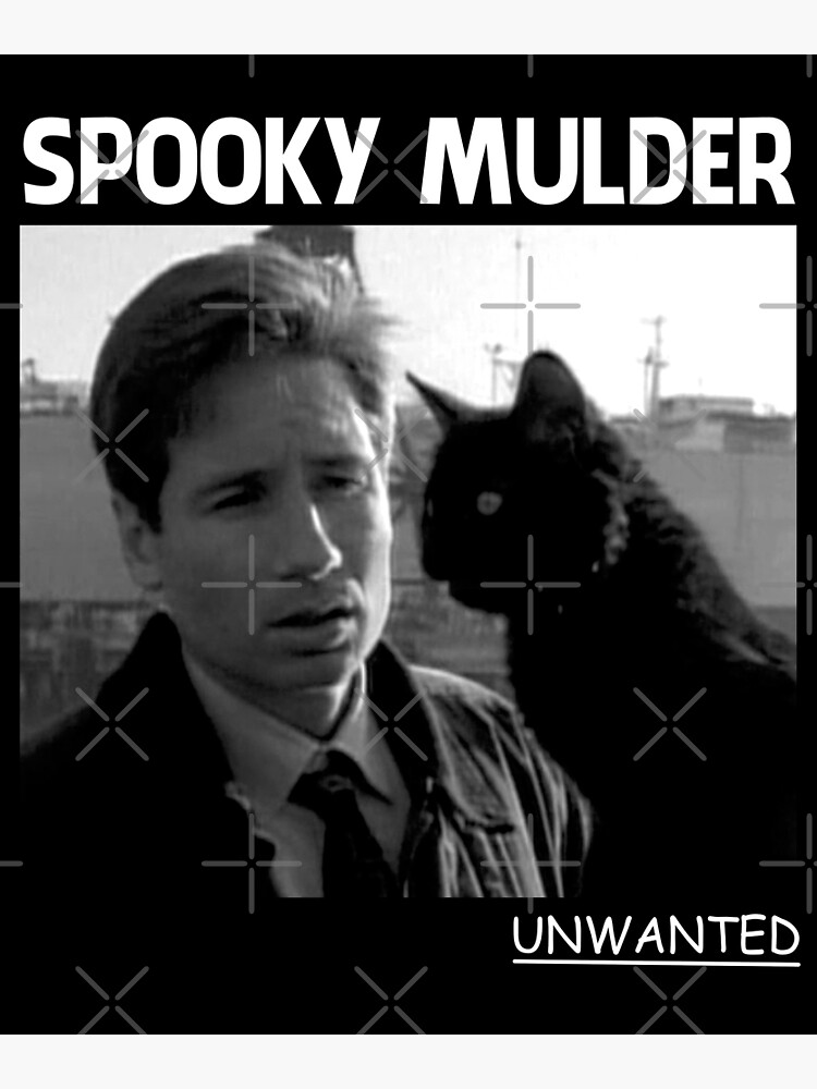 Spooky Mulder Man And Black Cat Poster Poster For Sale By