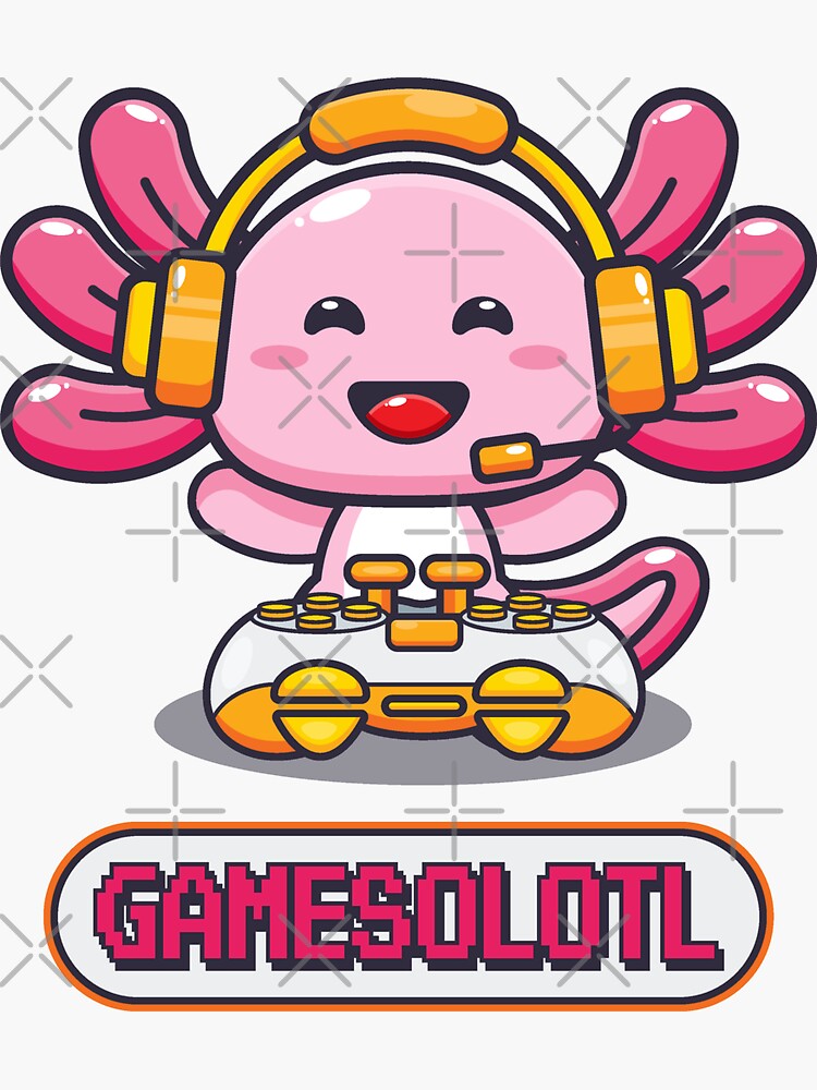 Cute Anime Pastel Kawaii Axolotl Gamesolotl Gamer Girls Sticker By