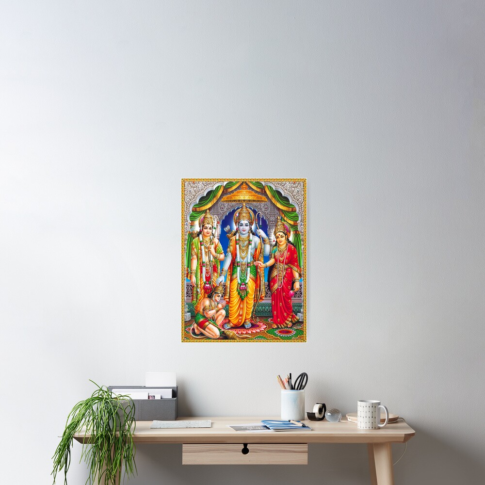 Lord Ram Devi Sita Laxman Lord Hanuman Painting Poster By Onodera