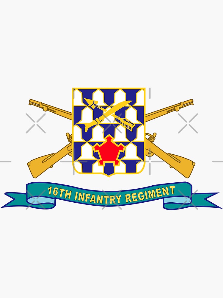 Army 16th Infantry Regiment DUI W Br Ribbon X 300 Sticker By