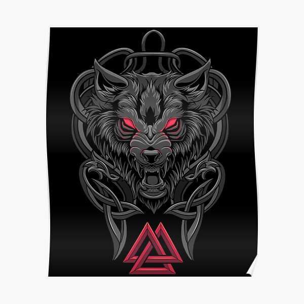 Fenrir Wolf Viking Symbol Valknut Poster For Sale By Anziehend