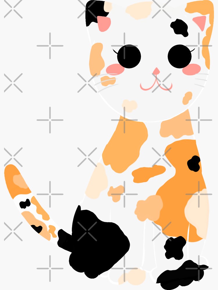 Cute Calico Cat Sticker For Sale By Confetti Cats Redbubble