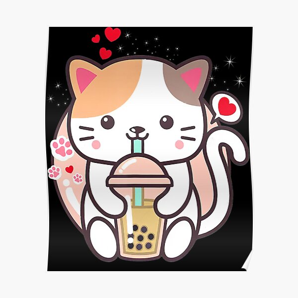 Katze Boba Tea Bubble Tea Kawaii Anime Japanisch Neko Girl Teen