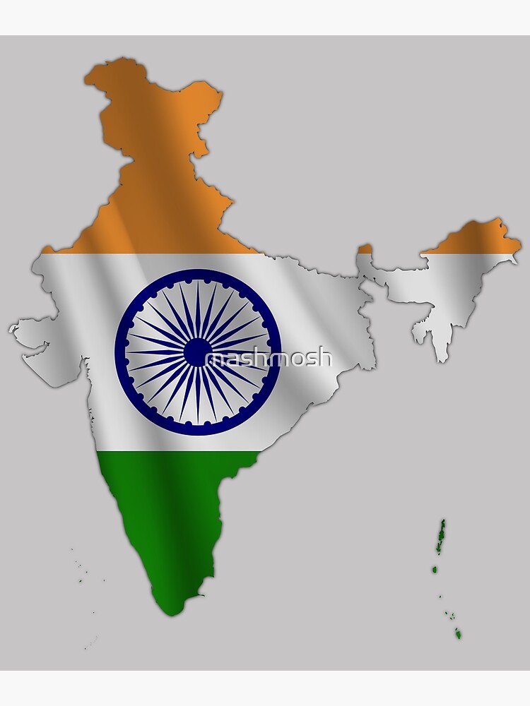 Wavy Indian Flag Inside Map Of India Poster By Mashmosh Redbubble