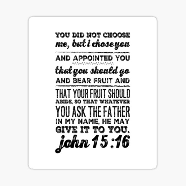 GOD INSPIRATION JOHN 15 16 YOU DID NOT CHOOSE ME BUT I CHOSE YOU AND