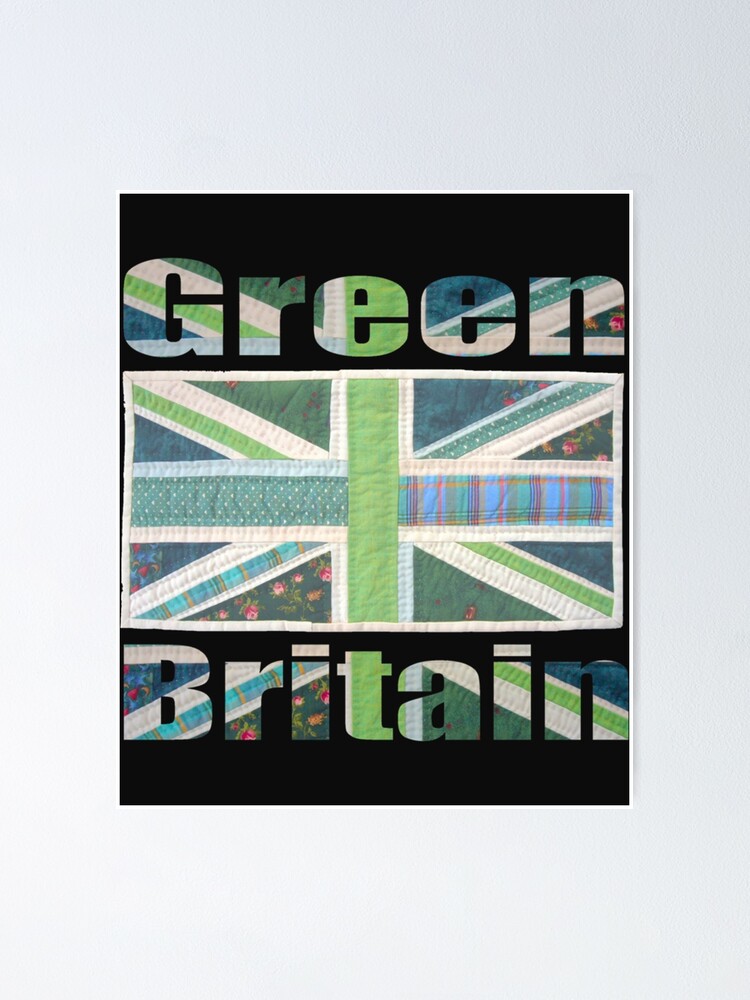 Green Britain Green Patchwork Union Jack Flag Poster For Sale By