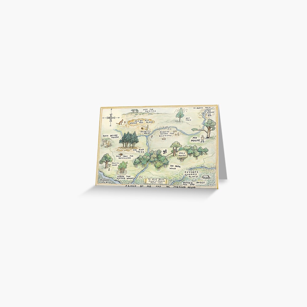 100 Acre Wood Map By E H Shepard Greeting Card By Mamalead Redbubble