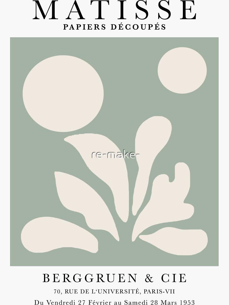 Henri Matisse Flowers Papier Decoupes Art Pastel Green Beige Matisse