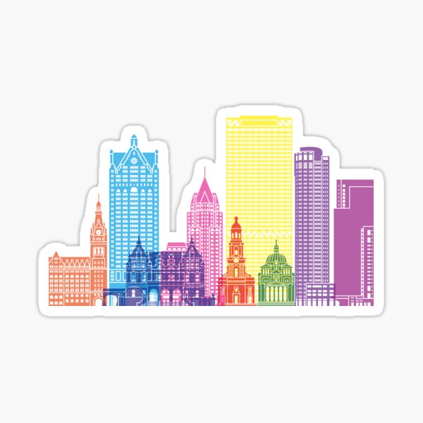 Milwaukee V Skyline Pop Sticker For Sale By Paulrommer Redbubble