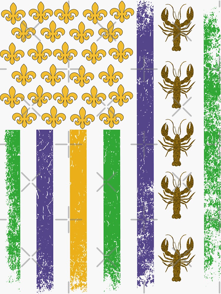 American Flag Mardi Gras Shirt Mardi Gras Crawfish Outfit Sticker By