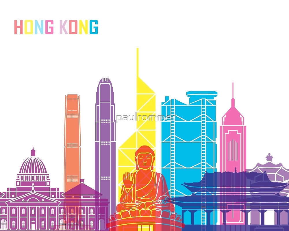 Hong Kong V2 Skyline Pop By Paulrommer Redbubble