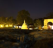 Buddist Temple at night by digitalglare