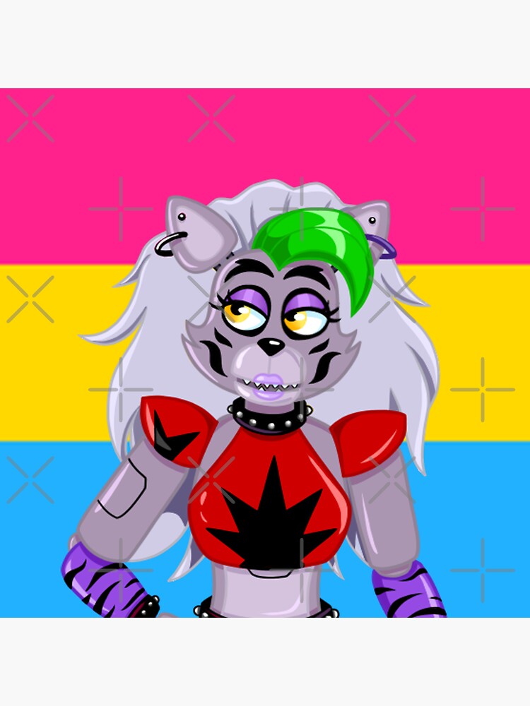 Pegatina Fnaf Security Breach Glamrock Roxanne Wolf Pansexual Pride