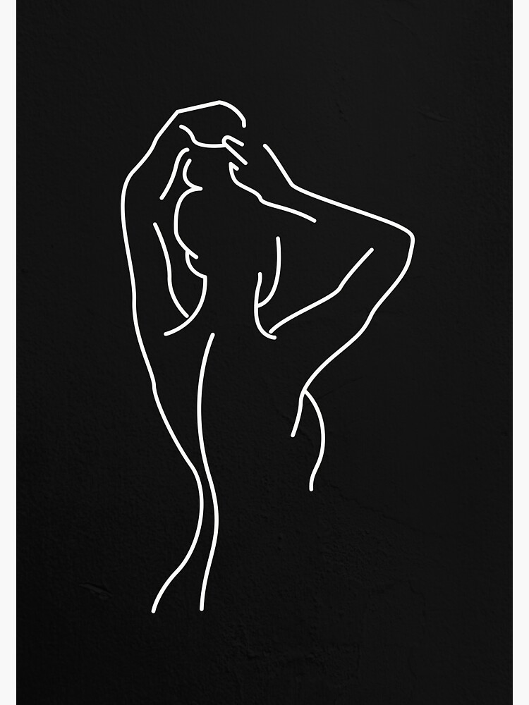 Simple One Line Female Body Artwork Black And White Sketch Sticker