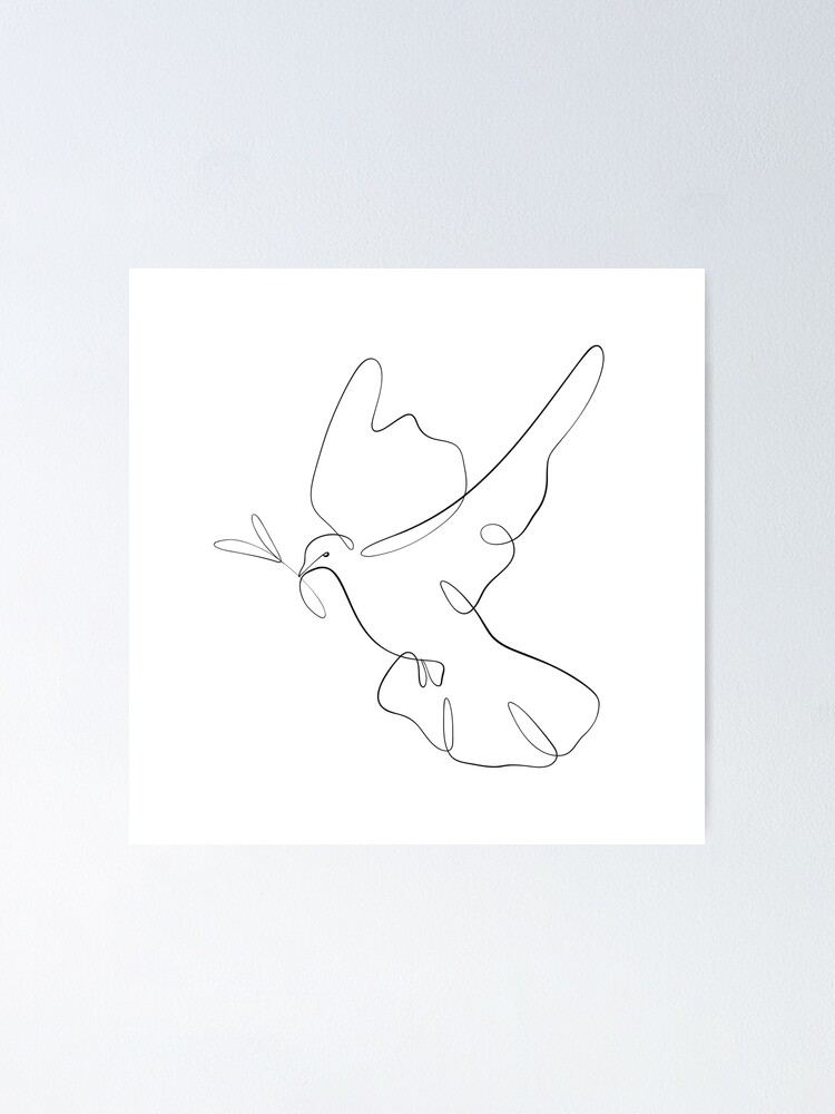 Dove Of Peace Minimalist Dove One Line Art Bird Poster By