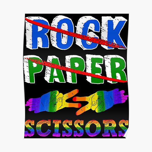 Rock Paper Scissors Lesbian Couple LGBTQ Pride Month Gift Poster For