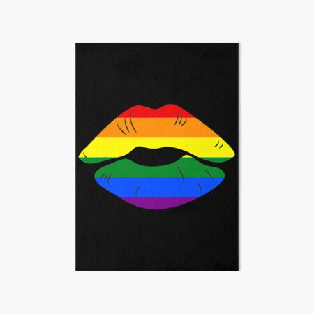 Lgbt Rainbow Flag Gay Pride Sexy Lips Lesbian Queer Art Board Print