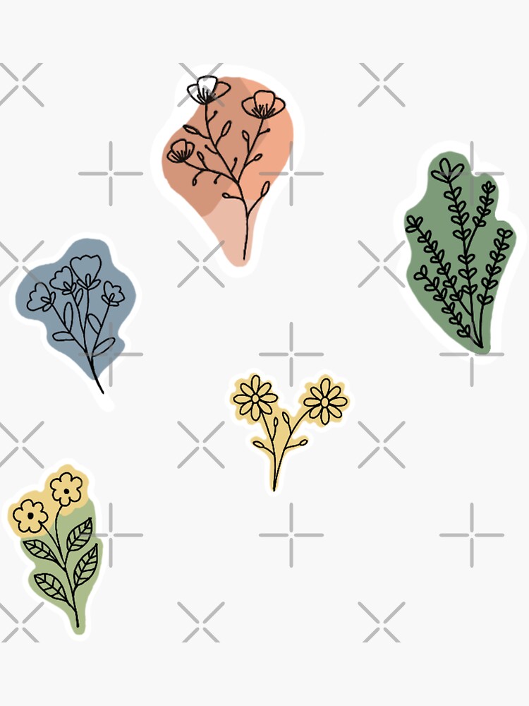 Minimalistic Flower Sticker By Alena N Redbubble