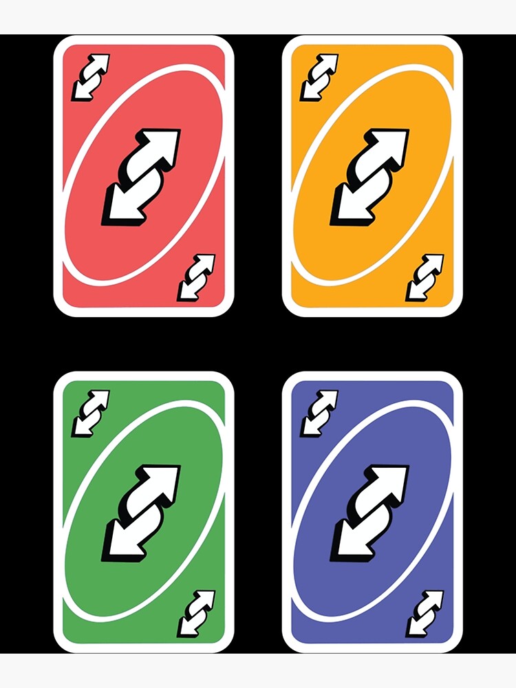 4 Uno Umkehrkarten Rote gelbe grüne und blaue Uno Umkehrkarten