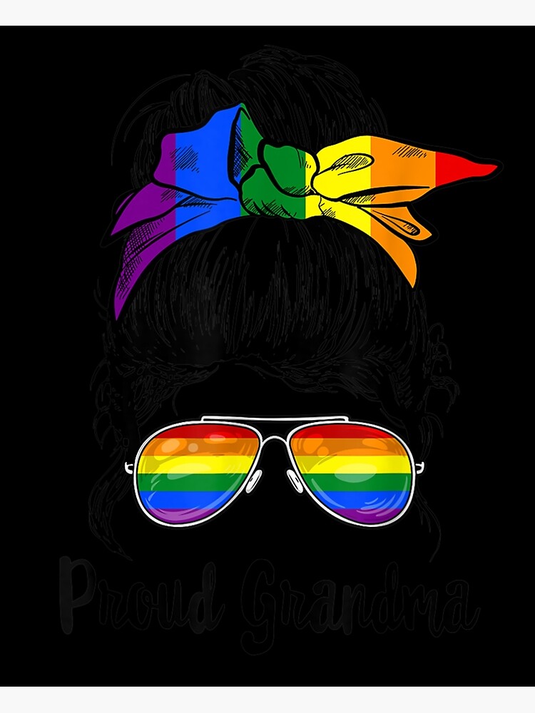 Lgbtq Proud Grandma Ally Messy Bun Rainbow Flag Gay Pride