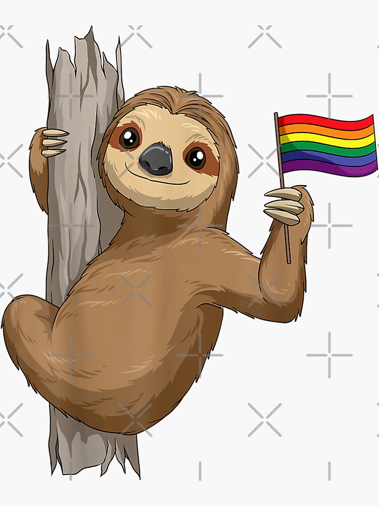 Gay Sloth LGBT Pride Rainbow Flag Sloth Pride Month Sticker For Sale