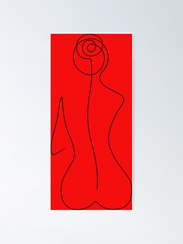 One Line Female Back Form Minimalist Nude Woman Body Figure Art Poster By Peachulove Redbubble