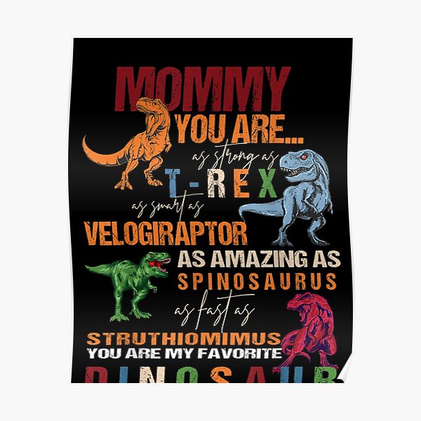 Póster Mami eres tan fuerte como T Rex Dinosaurio divertido Día de la