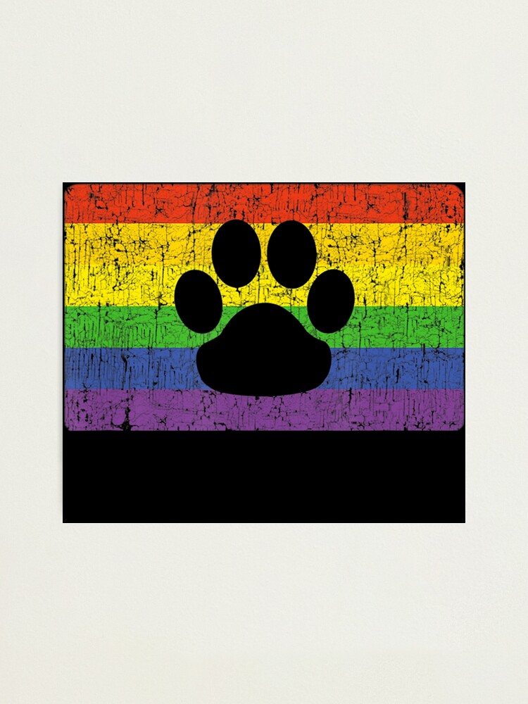 Gay Furry Pride Rainbow Paw LGBT Flag Photographic Print For Sale