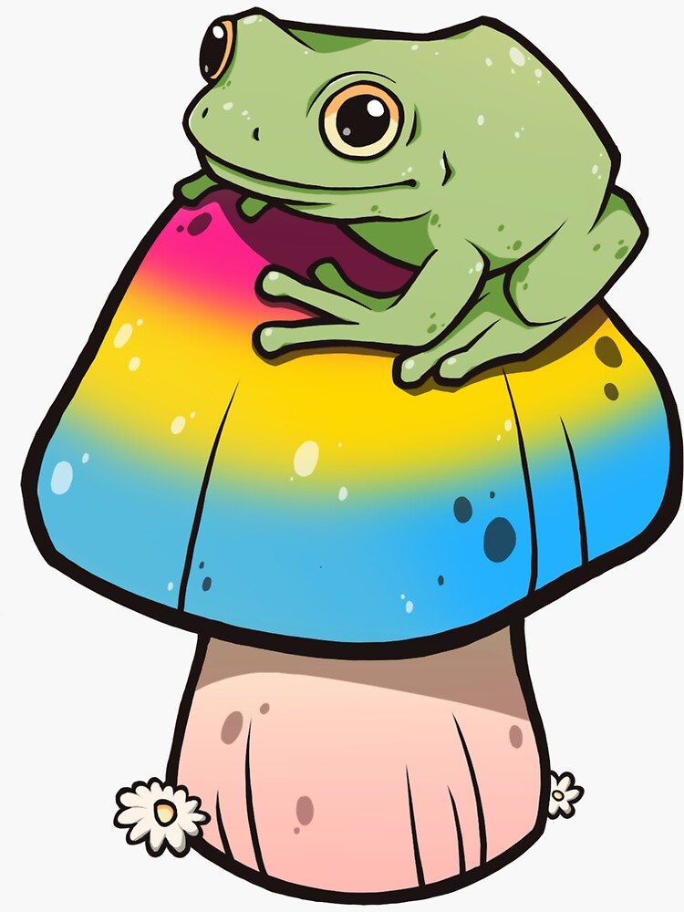 Pansexual Pride Mushroom Frog Sticker By Saltuurn Redbubble