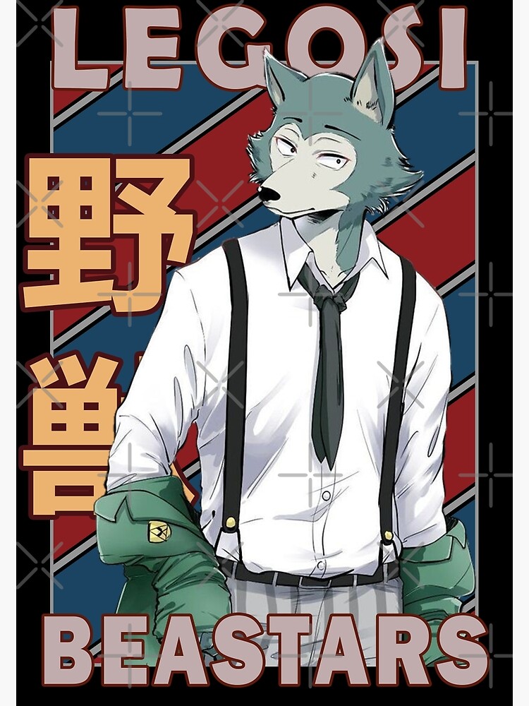 Legoshi Legosi Beastars Bisutazu Retro Blue Red Design Poster For