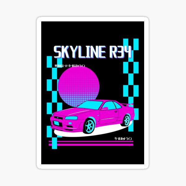 Skyline R Vaporwave Sticker By Turbo Hotline Redbubble