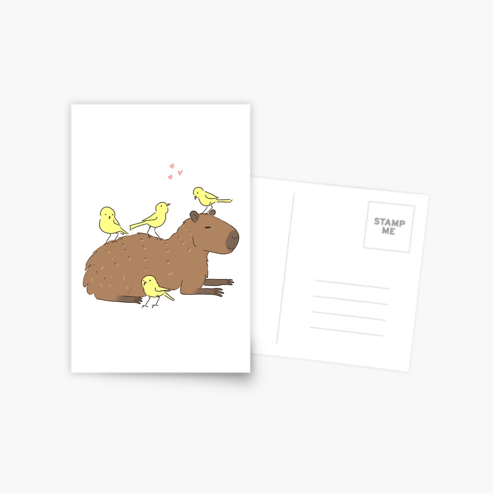 Postal Carpincho Con Amigos P Jaros Un Lindo Capibara De Dibujos