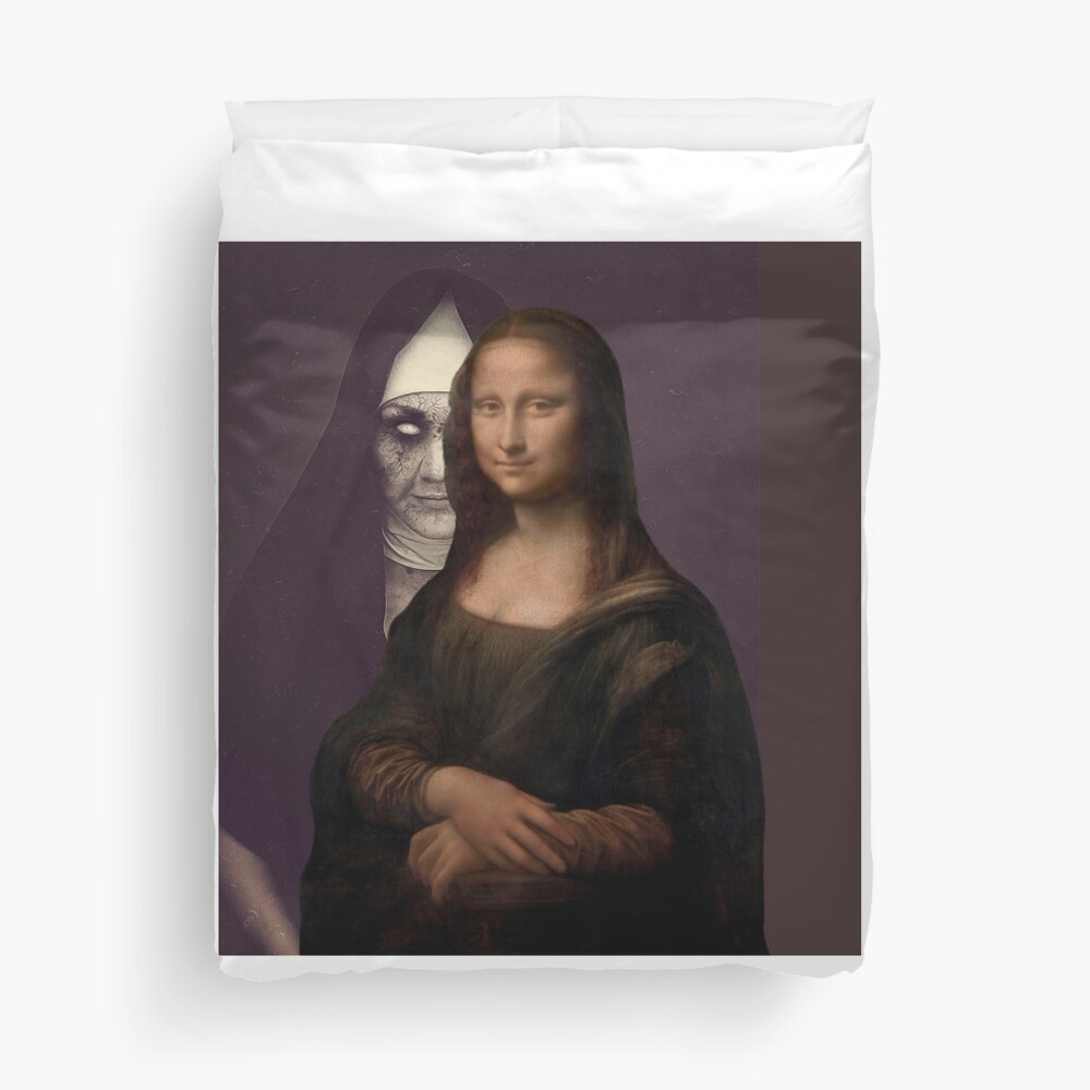 Funny Mona Lisa Art With Funny Background Horror Scary Nun Stickers