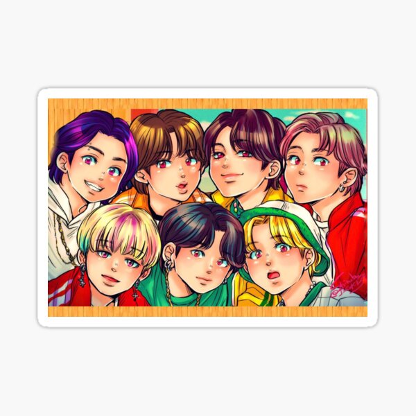 BTS Anime Sticker For Sale By Banbon1 Redbubble