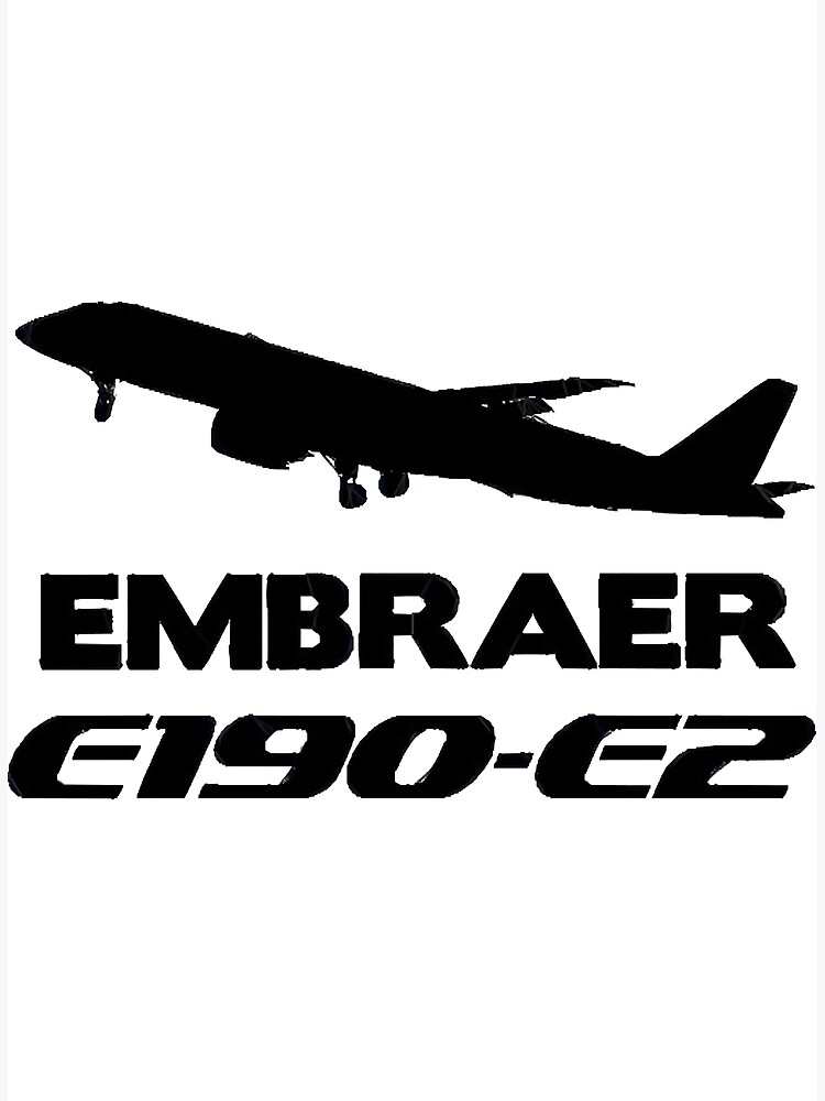 Embraer E190 E2 Silhouette Print Black Poster For Sale By U3788