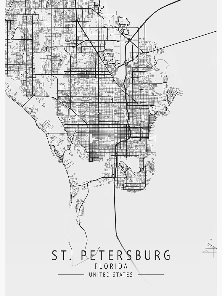 St Petersburg Florida US Gray City Map Poster For Sale By