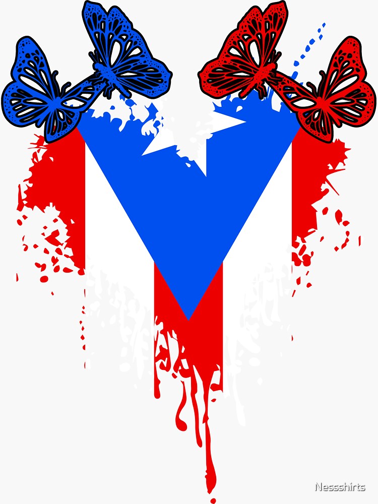 Puerto Rico Flag Butterfly For Boricua Pride Puertorriqueños Sticker