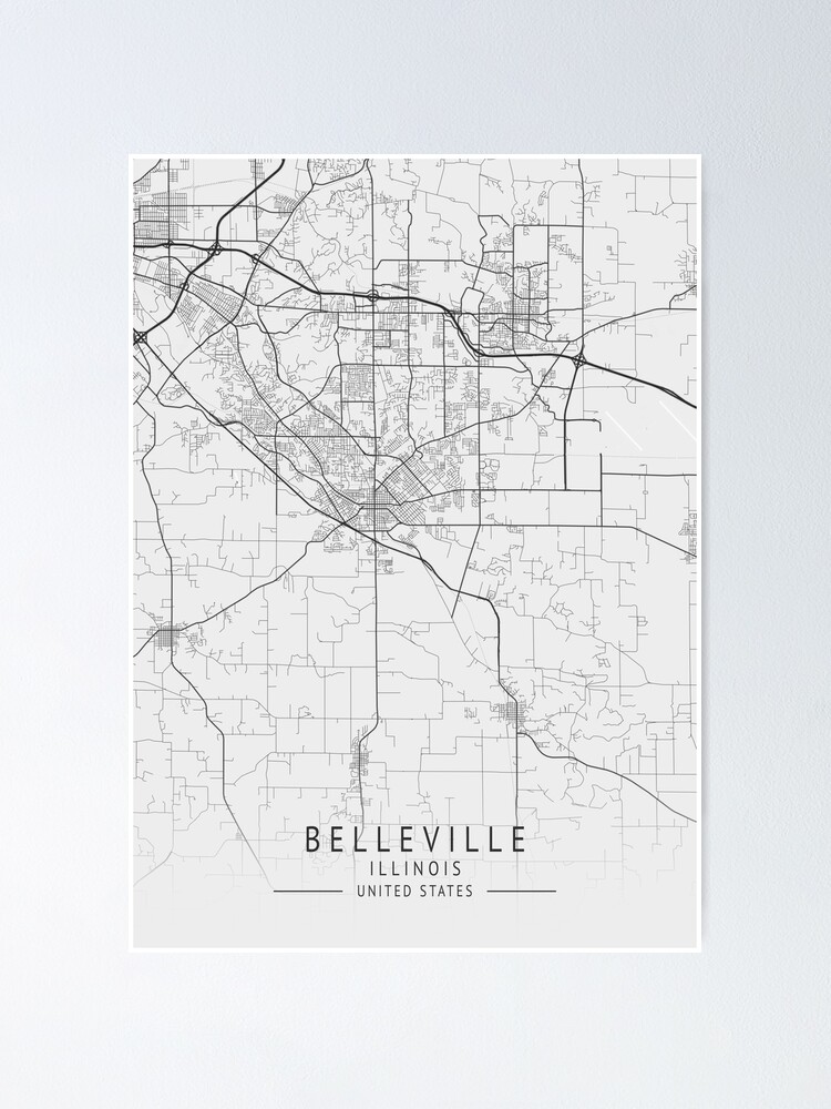 Belleville Illinois US Gray City Map Poster For Sale By