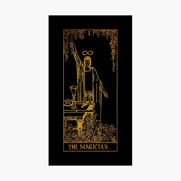 Lámina fotográfica La carta de tarot del mago oro y negro Arcanos