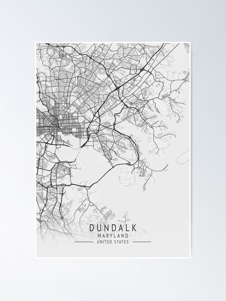 Dundalk Maryland US Gray City Map Poster For Sale By Ctmapprint