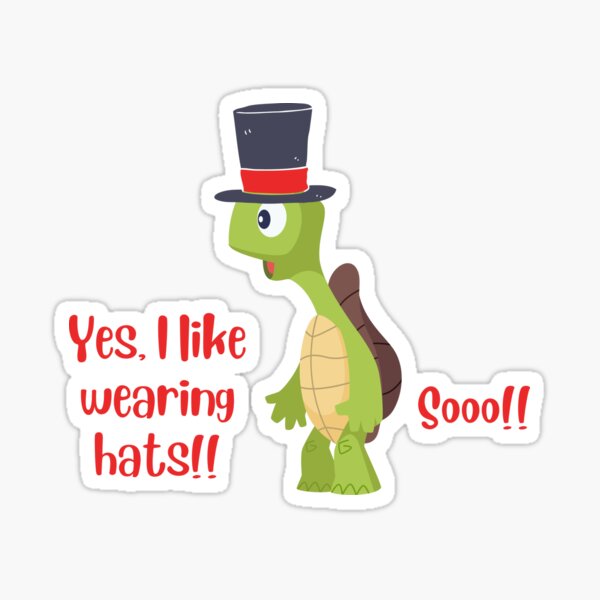 Funny Turtle Wearing Hat Cartoon Sticker By ArianaAbigail Redbubble