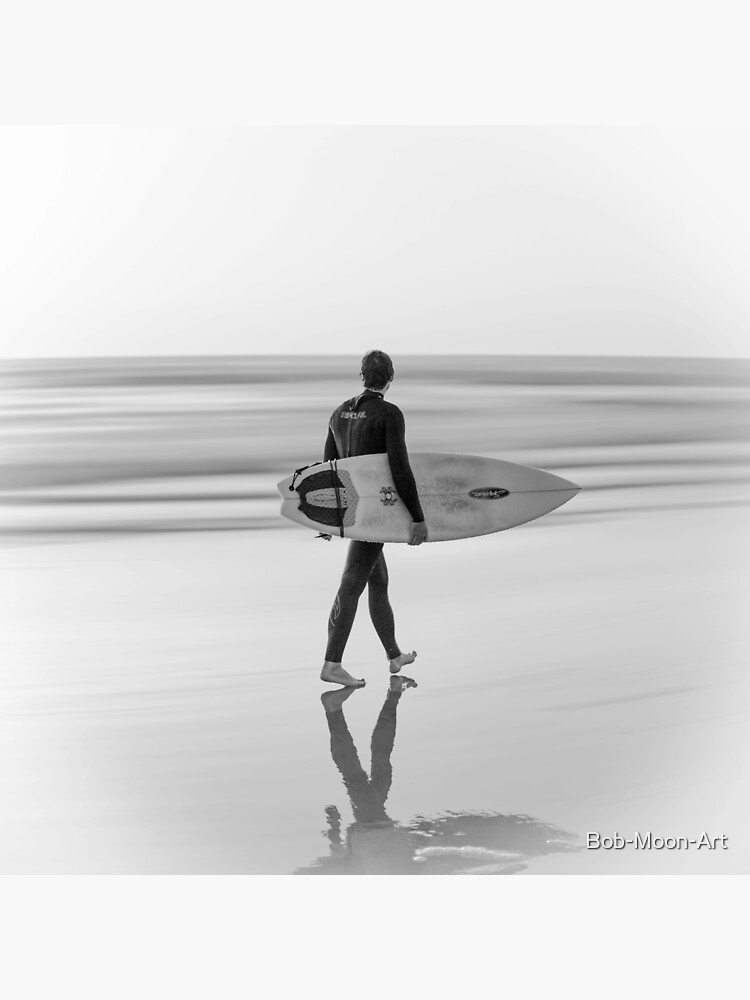 Poster Un surfeur avec sa planche de surf vagues de l océan de