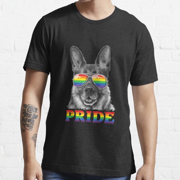 German Shepherd Gay Pride LGBT Rainbow Flag Sunglasses LGBTQ T Shirt