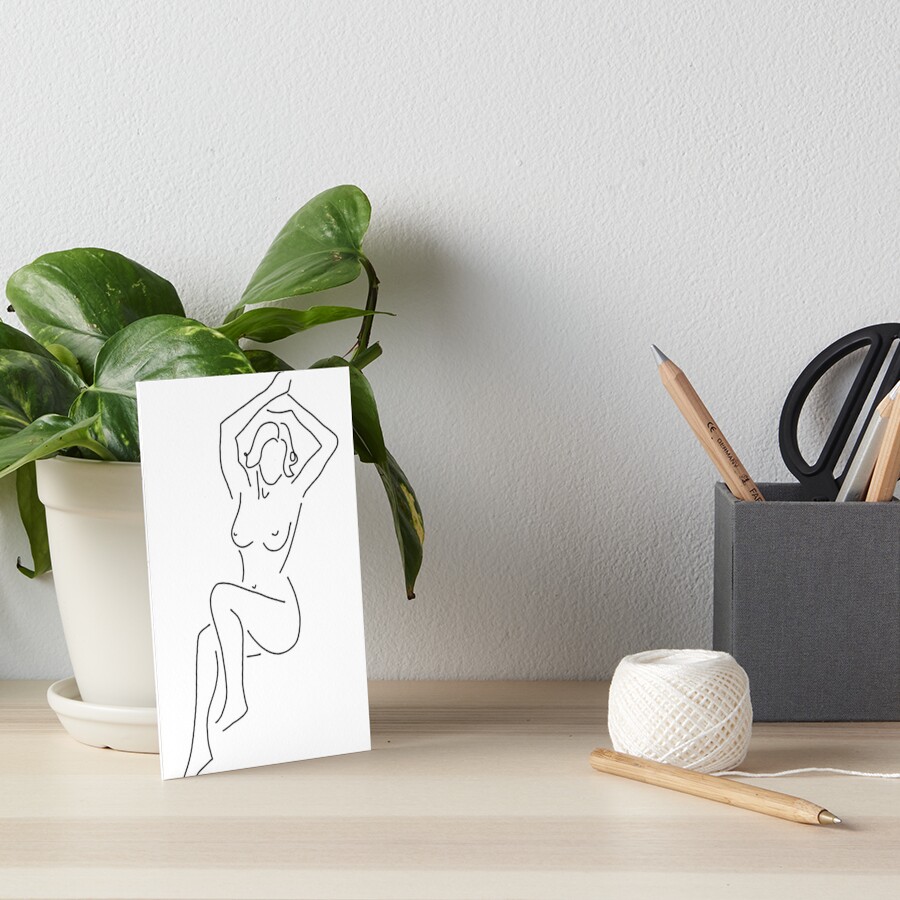 One Line Naked Woman Art Board Print By LiaEmiLia Redbubble