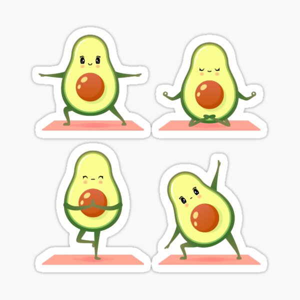 Avocado Yoga Sticker By Subachock Redbubble