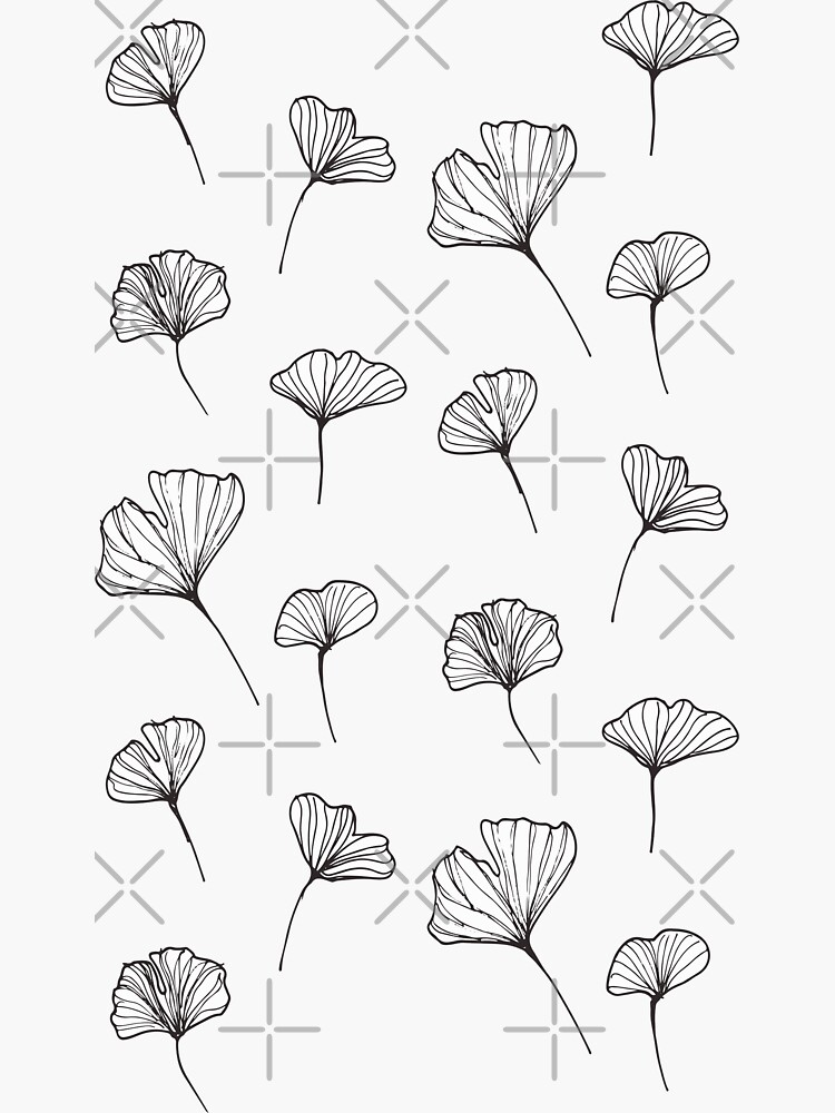 Ginkgo Biloba Leaves Pattern Sticker For Sale By Designdn Redbubble