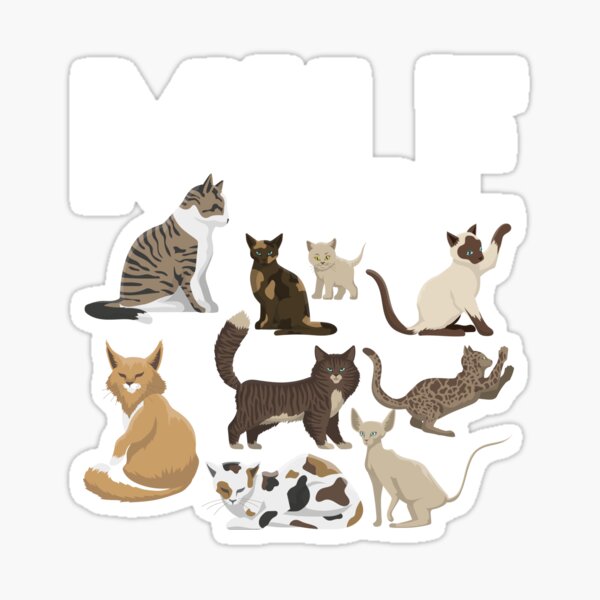 Milf Man I Love Felines Cats Lover Sticker By Alizine Redbubble