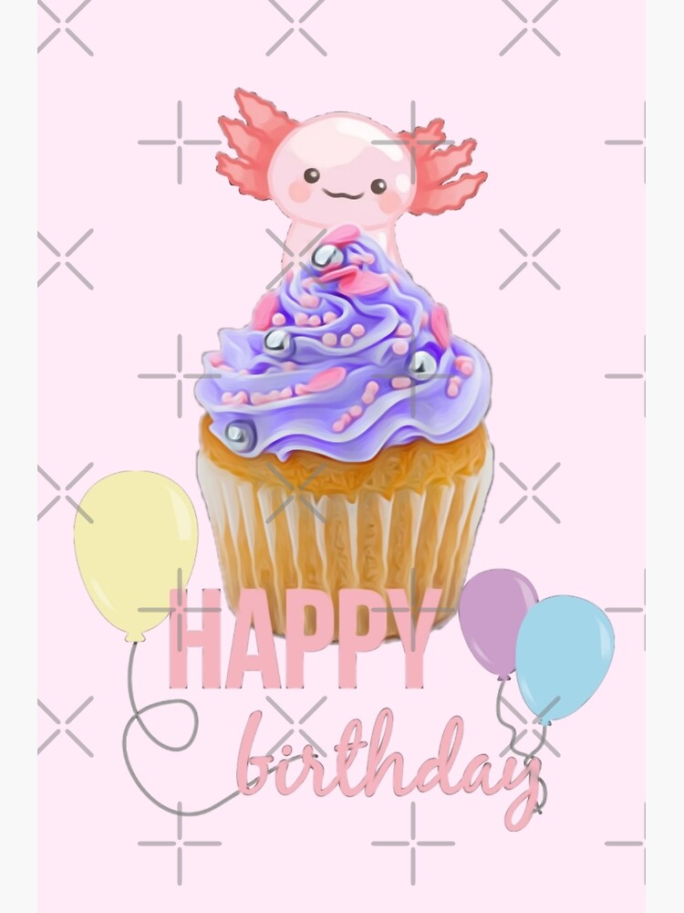 Lámina fotográfica Cumpleaños de Axolotl lindo axolotl rosa de