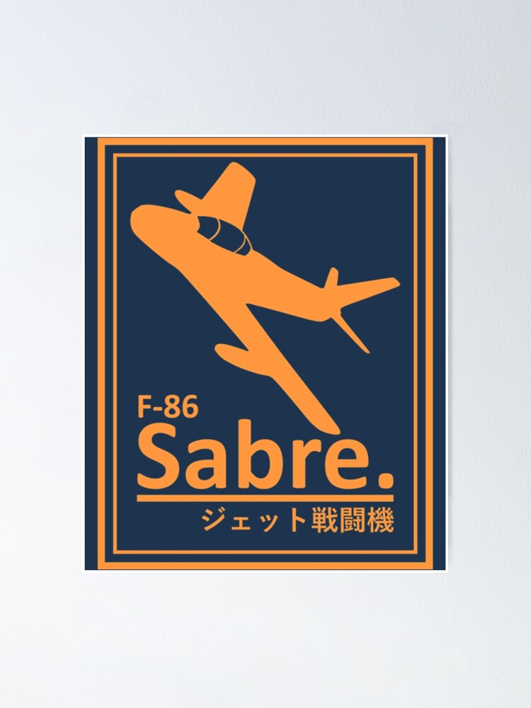 F Sabre Jet Fighter In Japanischer Schrift Poster For Sale By