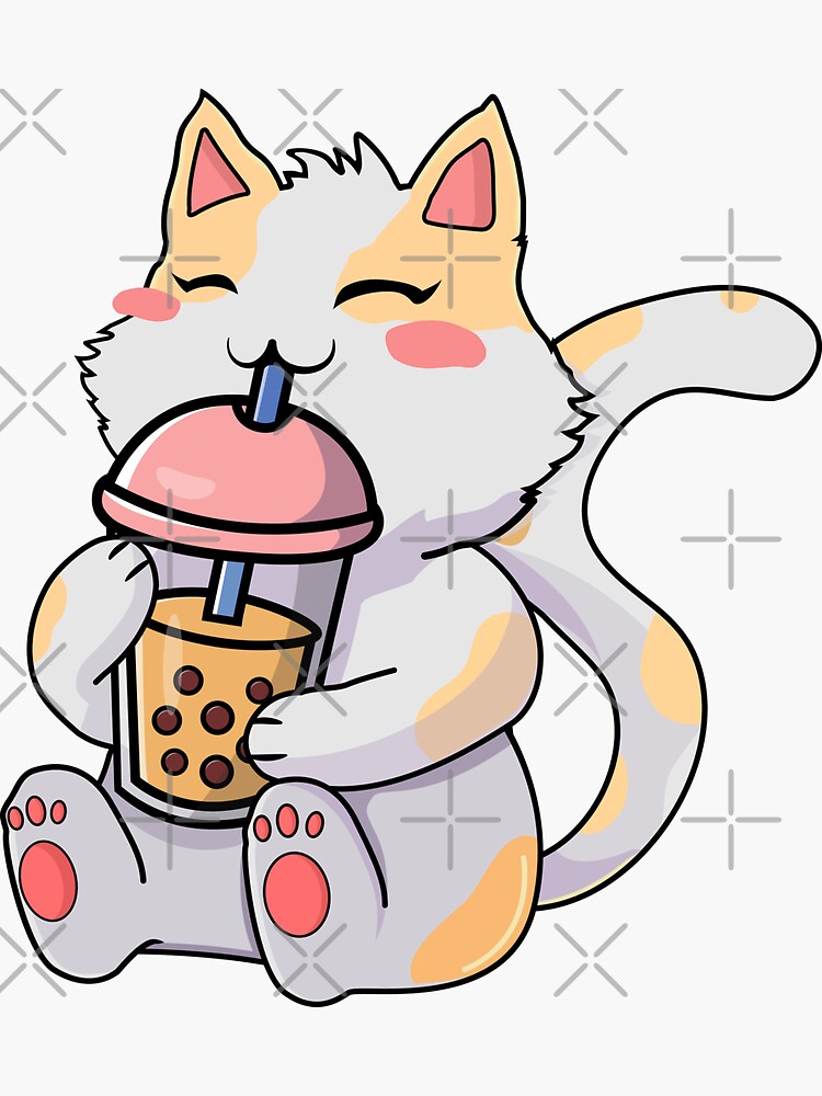 Katze Boba Tea Bubble Tea Japanischer Anime Kawaii Neko Sticker Von